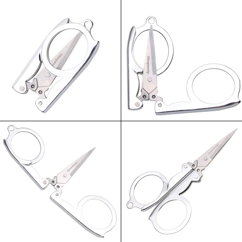 Shapenty Stainless Steel Folding Portable Travel Scissors Small Pocket Foldable Paper String Craft Shred Scissors, 15 Pack - Image 4